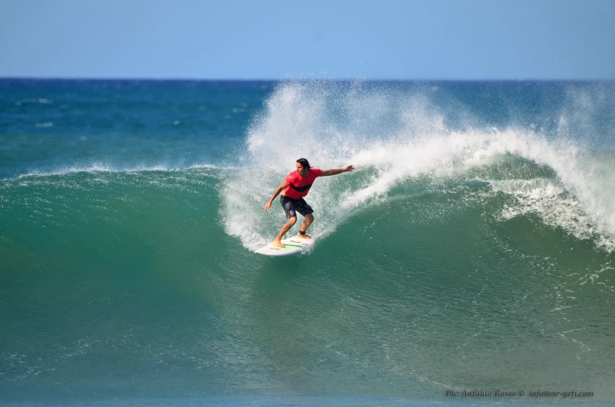 Rob surfing a wave in Santa Teresa
